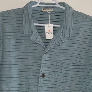 MARINE LAYER TEXTURED RESORT SHIRT STRIPED STERLING BLUE COTTON BLEND 2XL NWT